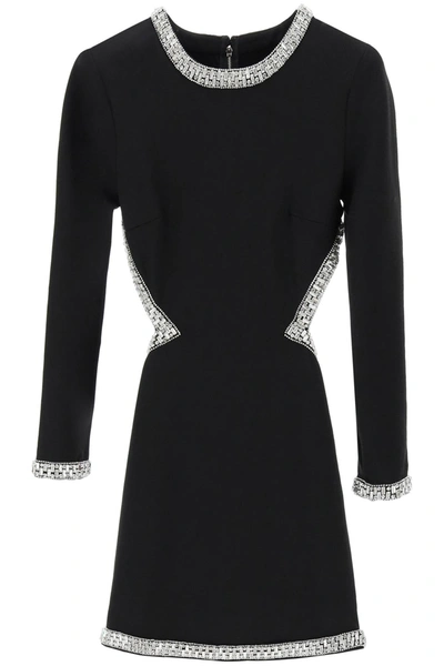 Shop Retroféte 'naomi' Jersey Mini Dress With Crystals In Black