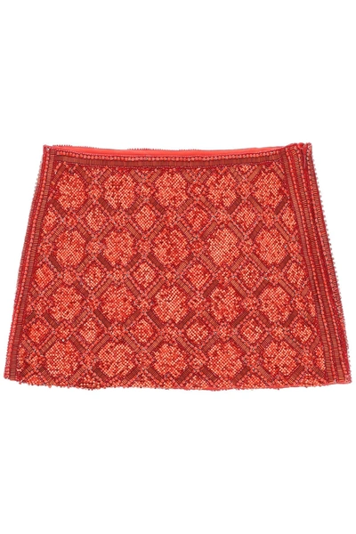 Shop Retroféte Embroidered Mini Skirt In Red