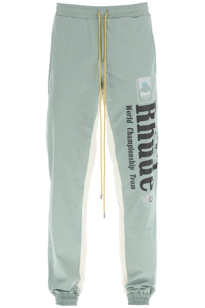 Shop Rhude Bicolor Senna Flight Pants In Green