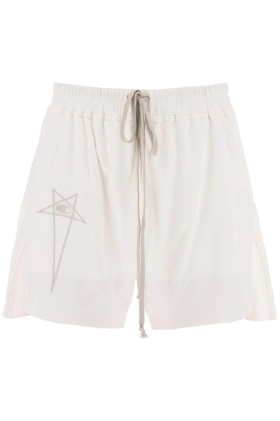 Shop Rick Owens 'champion X ' Dolphin Cotton Shorts In White
