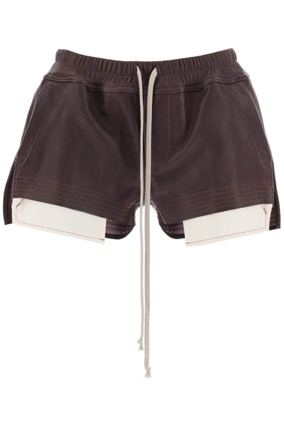 Shop Rick Owens Leather Shorts In Purple
