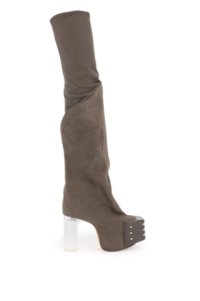 Shop Rick Owens Oblique High Boots With Platform In Mixed Colours