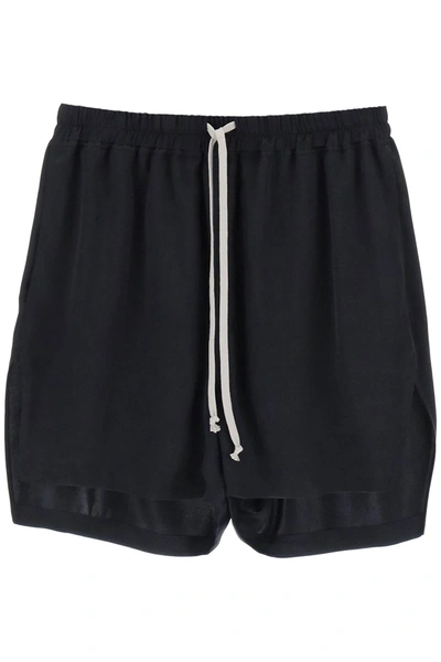 Shop Rick Owens Silk Satin Shorts In Black