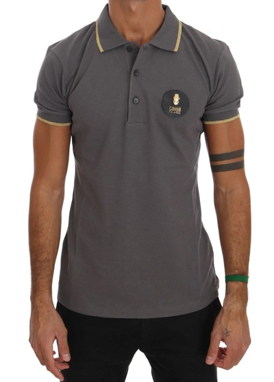Shop Roberto Cavalli Gray Collared Short Sleeve T-shirt