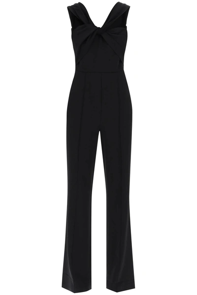 Shop Roland Mouret Jumpsuit With Twisted Neckline In Black