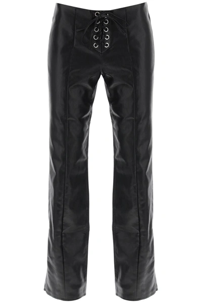 Shop Rotate Birger Christensen Straight-cut Pants In Faux Leather In Black