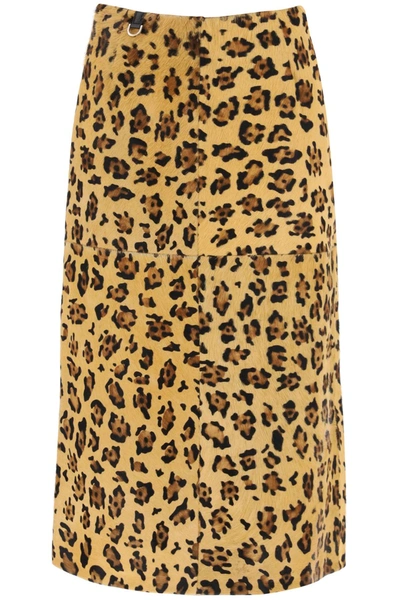 Shop Saks Potts 'carolyn' Midi Skirt In Leopard Ponyskin In Mixed Colours
