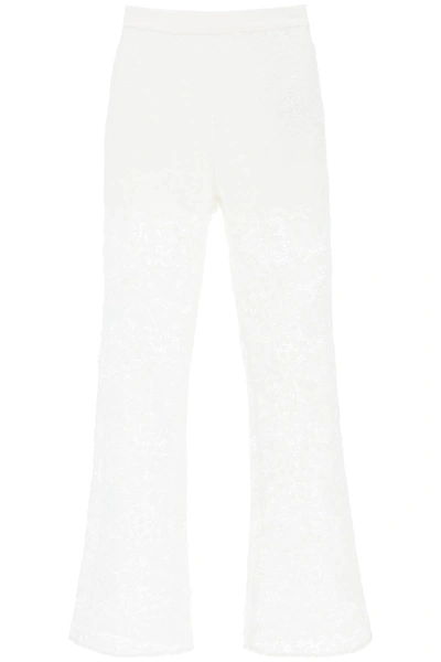 Shop Self-portrait Flared Lace Pants In White