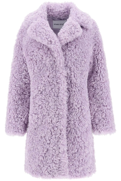 Shop Stand Studio 'camille' Faux Fur Cocoon Coat In Purple