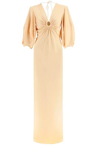Shop Stella Mccartney Satin Maxi Dress With Cut-out Ring Detail In Pink