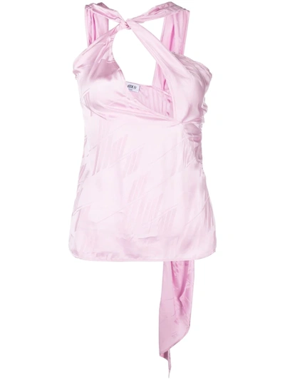 Shop Attico Cut-out Detailed Satin Blouse In Pink