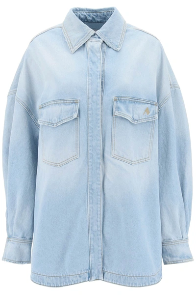 Shop Attico Oversized Denim Overshirt In Light Blue