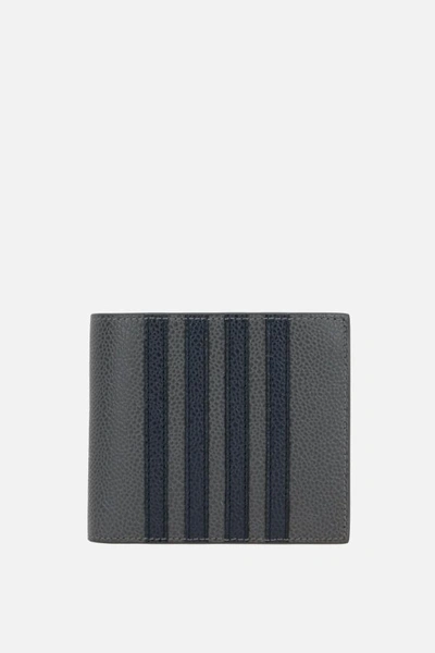 Shop Thom Browne 4-bar Stripe Bifold Cardholder In Gray