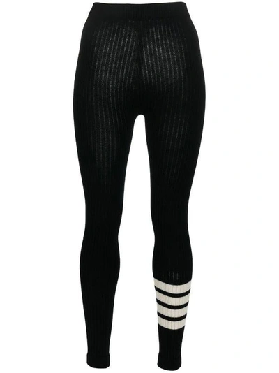 Shop Thom Browne 4-bar Stripe Ribbed-knit Tights In Black