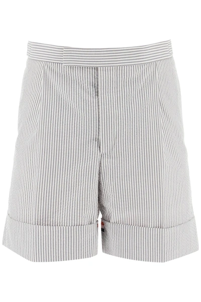 Shop Thom Browne Striped Shorts With Tricolor Details In Mixed Colours