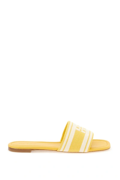 Shop Tory Burch Slides With Embroidered Band In Mixed Colours