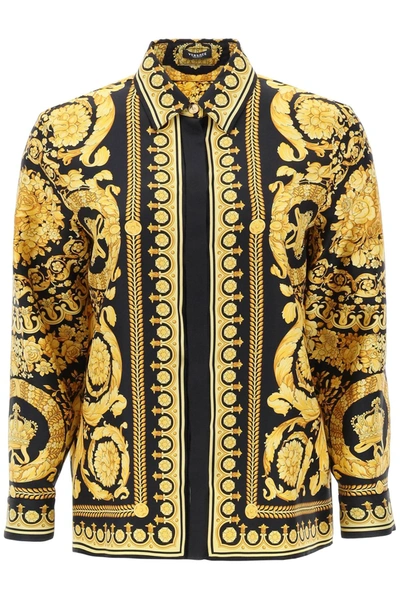 Shop Versace Barocco Silk Shirt In Mixed Colours