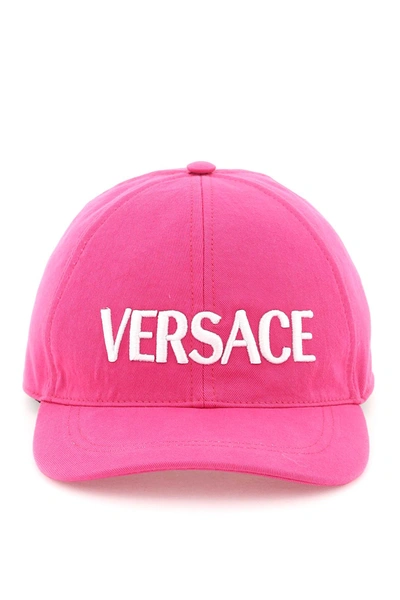 Shop Versace Logo Embroidery Baseball Cap In Mixed Colours