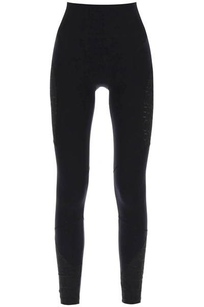 Shop Versace Sports Leggings With Lettering In Black