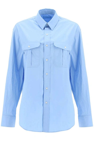 Shop Wardrobe.nyc Oversized Shirt In Blue