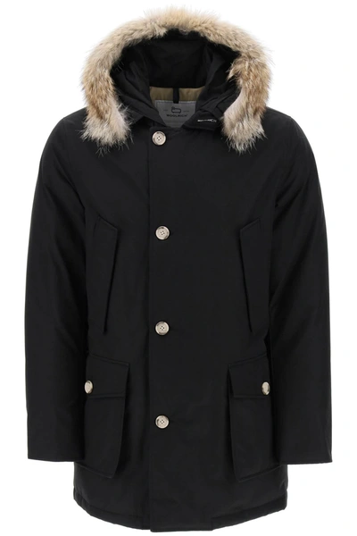 Shop Woolrich Arctic Parka With Coyote Fur In Black