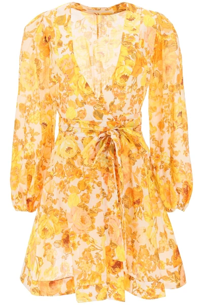 Shop Zimmermann 'raie Wrap' Mini Dress In Mixed Colours
