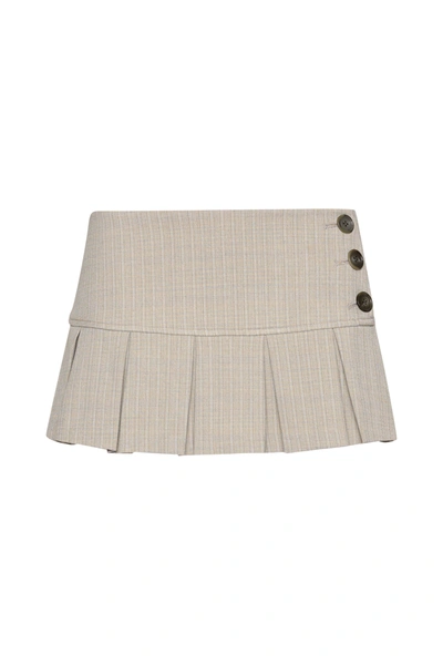 Danielle Guizio Ny Pleated Micro Mini Skirt In Lt Grey Plaid
