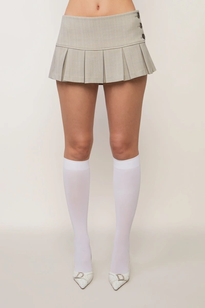 Shop Danielle Guizio Ny Pleated Micro Mini Skirt In Lt Grey Plaid