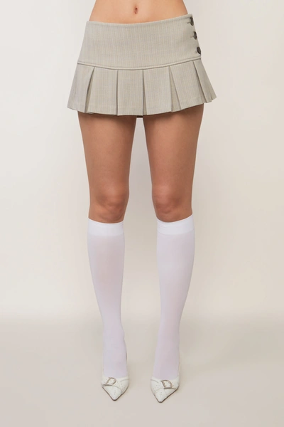Danielle Guizio Ny Pleated Micro Mini Skirt In Lt Grey Plaid