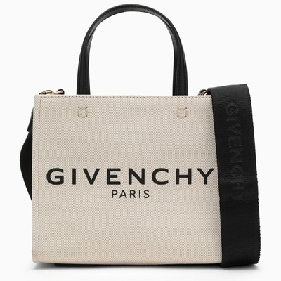 Shop Givenchy G Mini Beige Canvas Tote Bag