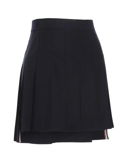 Shop Thom Browne Pleated Twill Skirt Skirts Blue