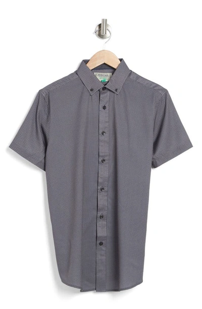 Shop Report Collection Recycled 4-way Mini Geo Print Short Sleeve Sport Shirt In Grey
