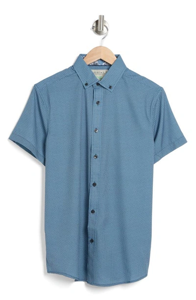 Shop Report Collection Recycled 4-way Mini Geo Print Sport Shirt In Teal