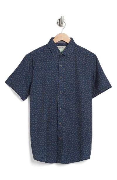 Shop Report Collection Recycled 4-way Floral Print Sport Shirt In Navy