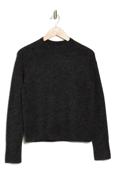 Shop Vince Brushed Stripe Wide Sleeve Crewneck Sweater In Charcoal