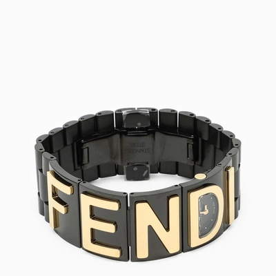 Shop Fendi Black Watch With Gold Logo Lettering Women