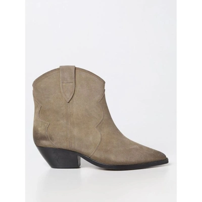 Shop Isabel Marant Women Dewina Suede Cowboy Ankle Boots In Gray