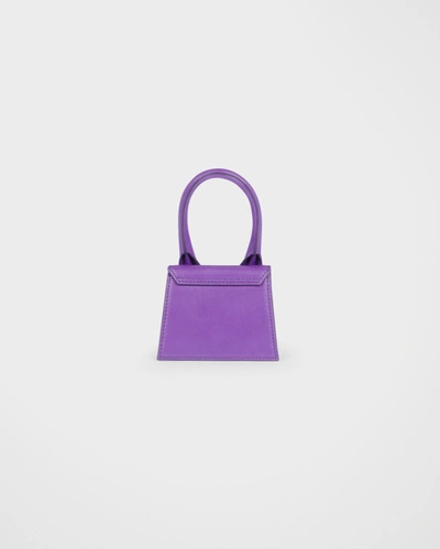 Shop Jacquemus Women Le Chiquito Mini Leather Tote In Purple