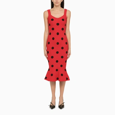 Shop Marni Red Polka Dot Sheath Dress Women