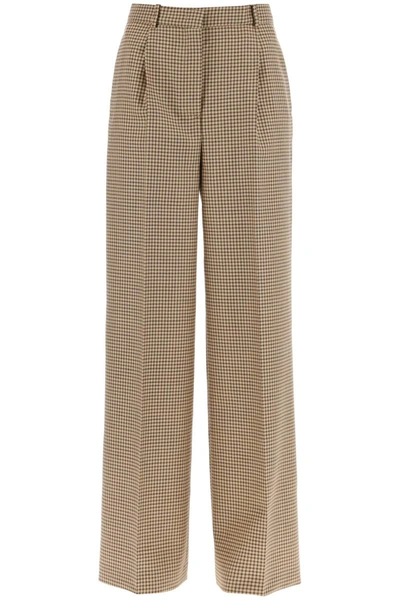 Shop Msgm Wide Leg Pants With Check Motif In Multicolor