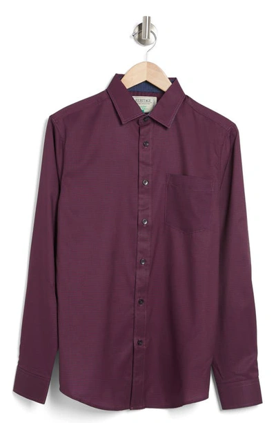 Shop Report Collection Recycled 4-way Mini Geo Print Sport Shirt In Burgundy