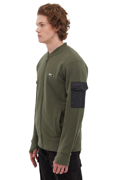 Shop Bench . <br>dilla Sleeve Pocket Zip-up Sweatshirt<br> In Khaki
