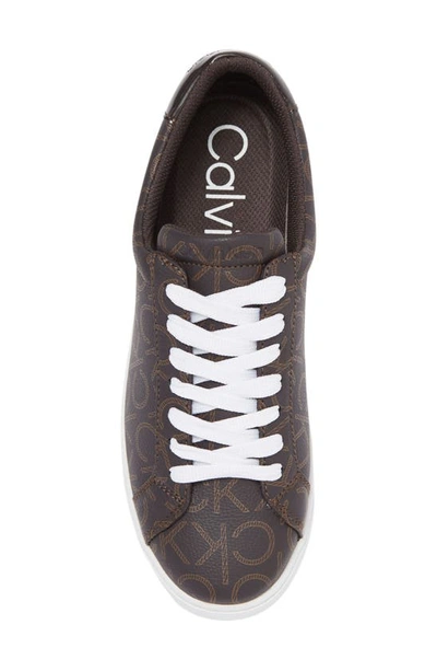 Calvin Klein Gules Logo Monogram Sneaker In Dark Brown 200