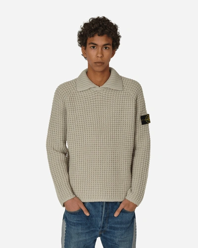 Shop Stone Island Wool Polo Sweater Plaster In White
