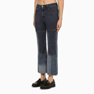 Chloé Patchwork Cropped Flared Jeans In Blue