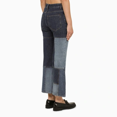 Chloé Patchwork Cropped Flared Jeans In Blue