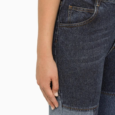 Chloé Patchwork Cropped Flared Jeans In Blue