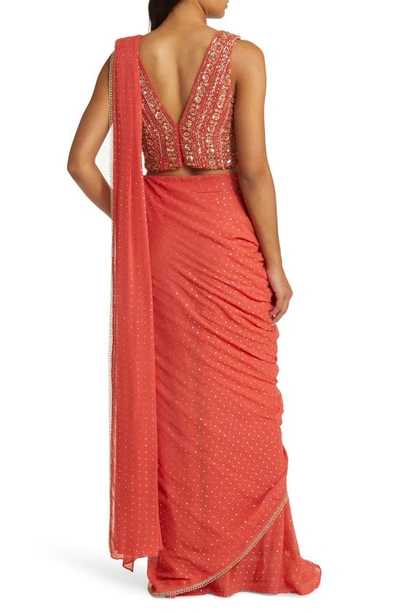 Shop Sani Zian Drape Saree In Paprika