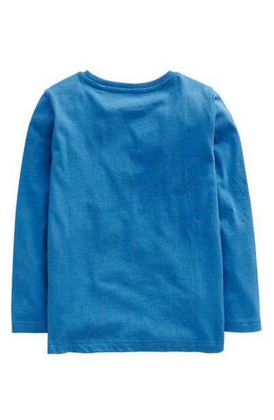 Shop Mini Boden Kids' Speed Train Long Sleeve Cotton T-shirt In Egyptian Blue Trains
