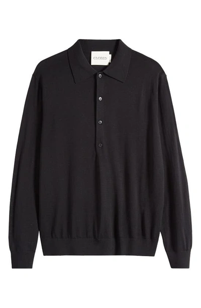 Shop Closed Wool Polo Sweater In Black